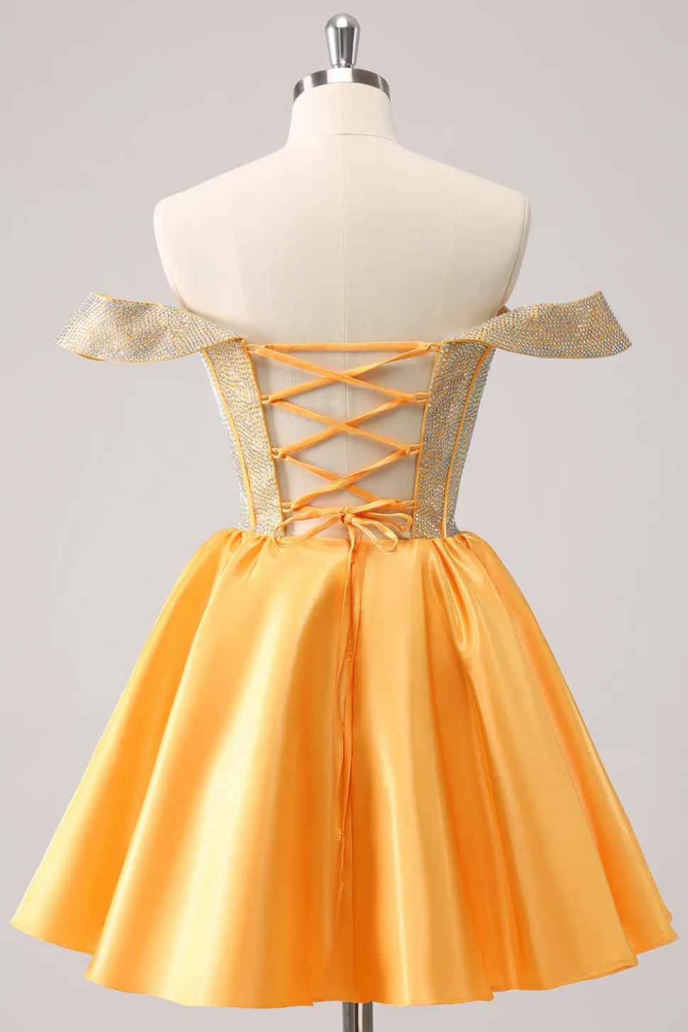 Sparkly Blue A-Line fora do ombro frisado cetim Homecoming Dress