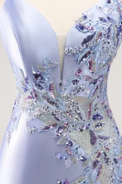 Sparkly Blue Sequined Floral Tight Short Homecoming Dress com Missangas