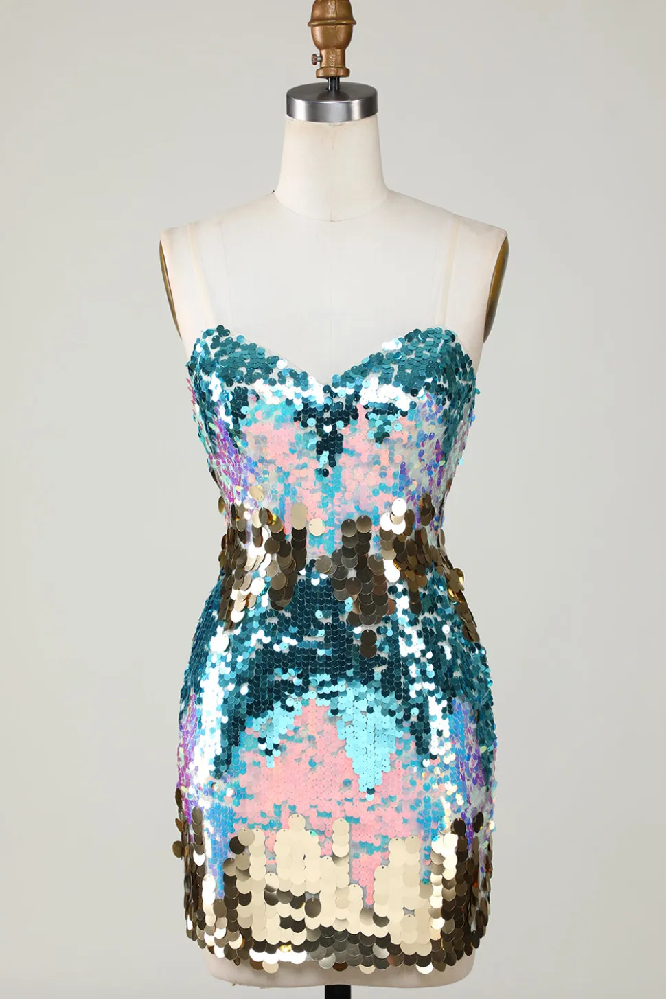Sparkly Blue Sequined Tight Short Homecoming Vestido