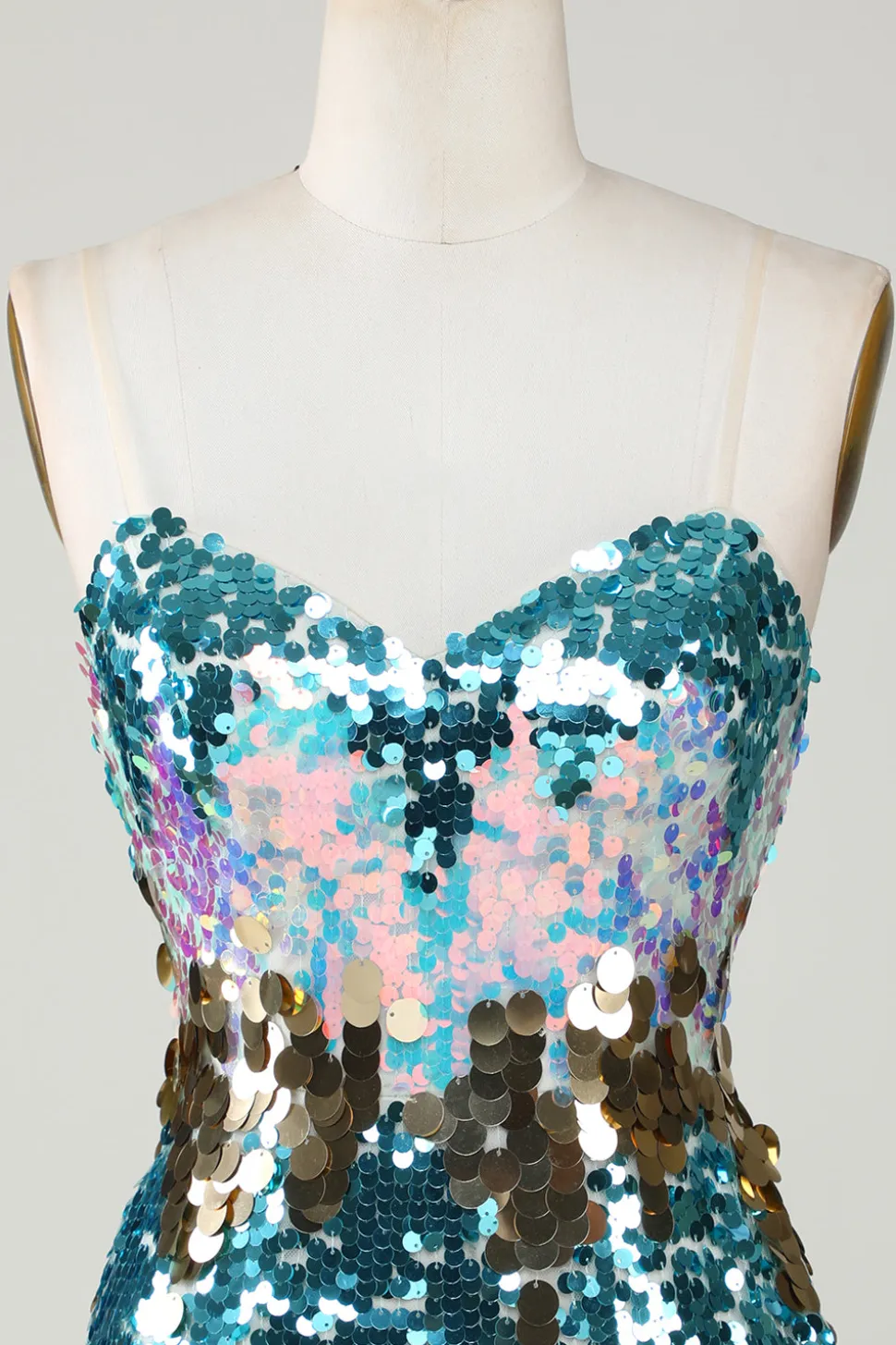 Sparkly Blue Sequined Tight Short Homecoming Vestido