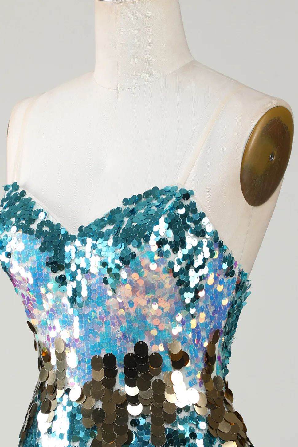 Sparkly Blue Sequined Tight Short Homecoming Vestido