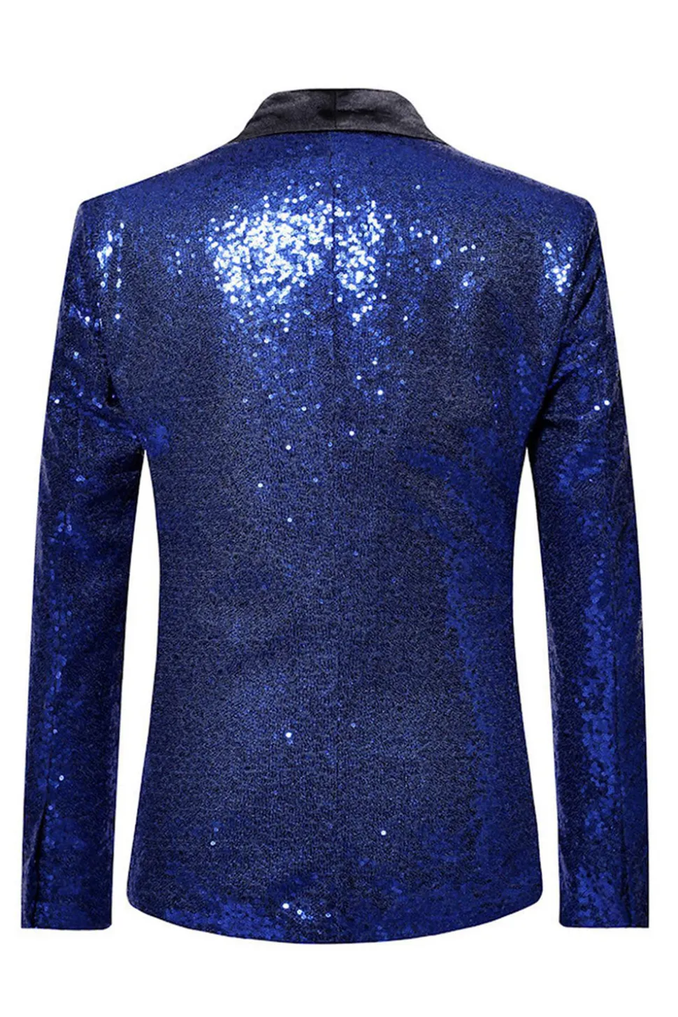 Sparkly Blue Shawl Lapela Um Botão Masculino Prom Blazer
