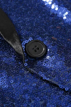 Sparkly Blue Shawl Lapela Um Botão Masculino Prom Blazer