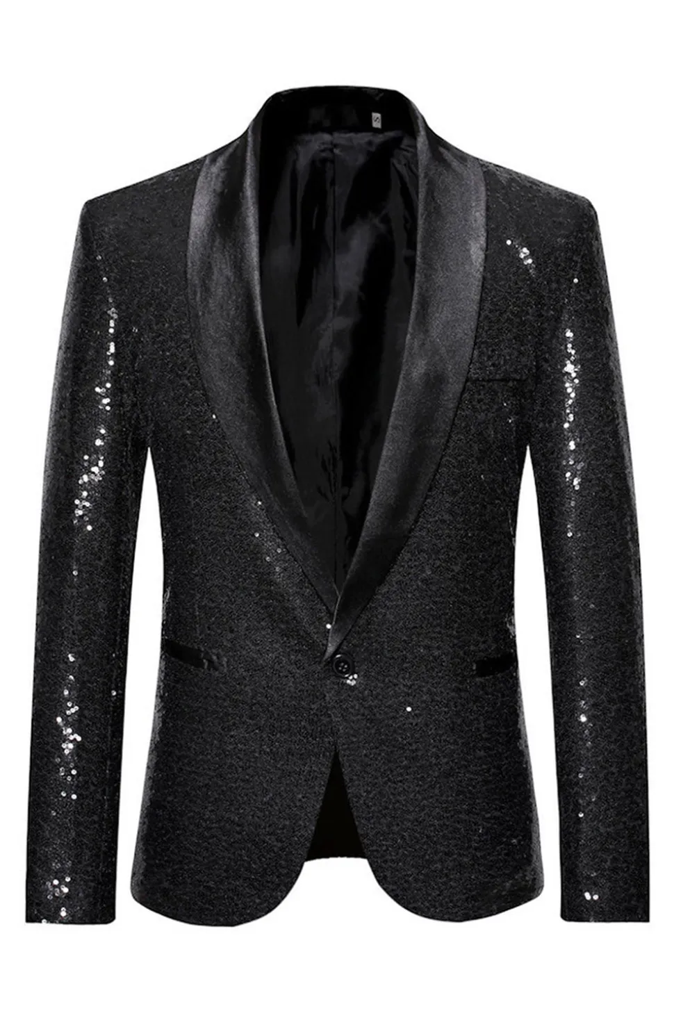 Sparkly Blue Shawl Lapela Um Botão Masculino Prom Blazer