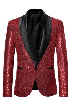 Sparkly Blue Shawl Lapela Um Botão Masculino Prom Blazer