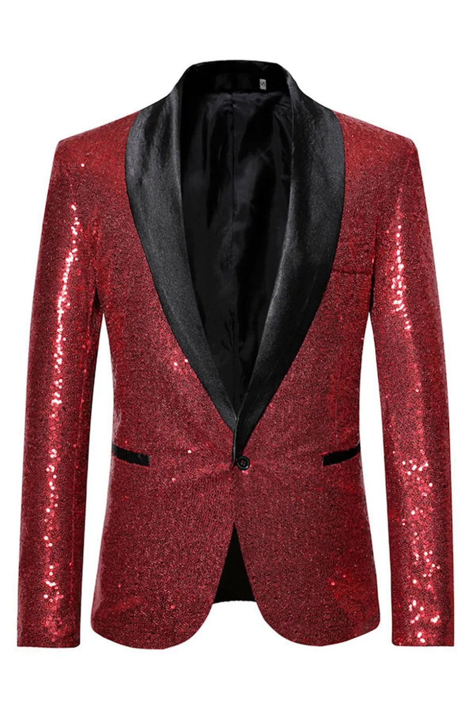 Sparkly Blue Shawl Lapela Um Botão Masculino Prom Blazer