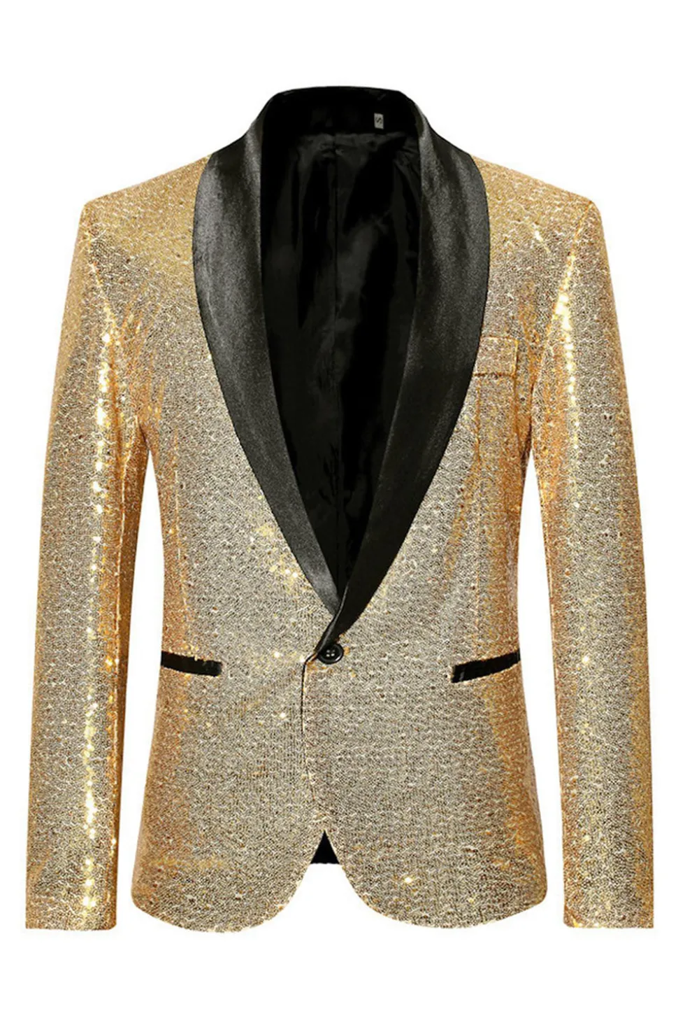 Sparkly Blue Shawl Lapela Um Botão Masculino Prom Blazer