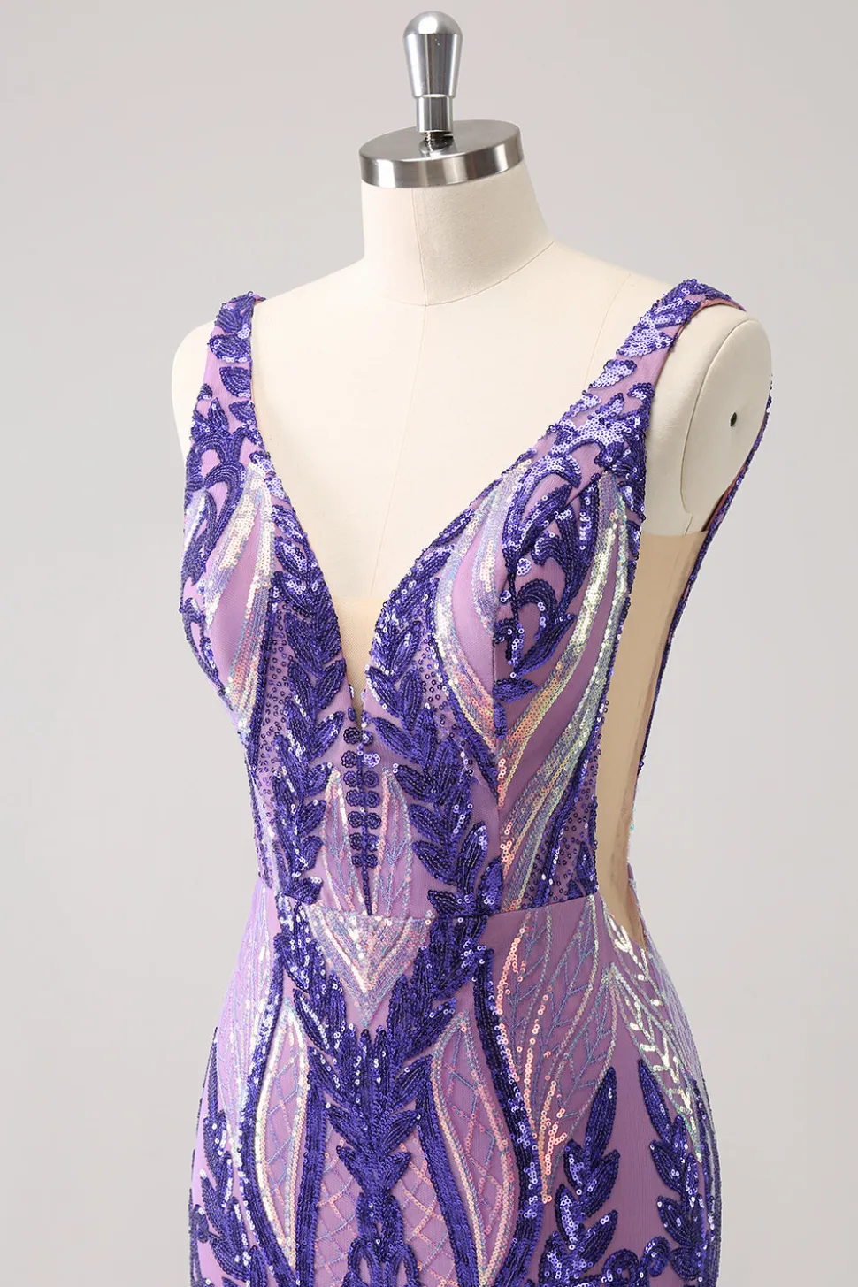 Sparkly Blue Tight V Neck Vestido Curto Homecoming com Sequins