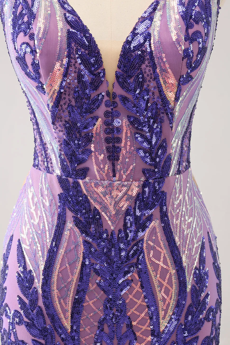Sparkly Blue Tight V Neck Vestido Curto Homecoming com Sequins
