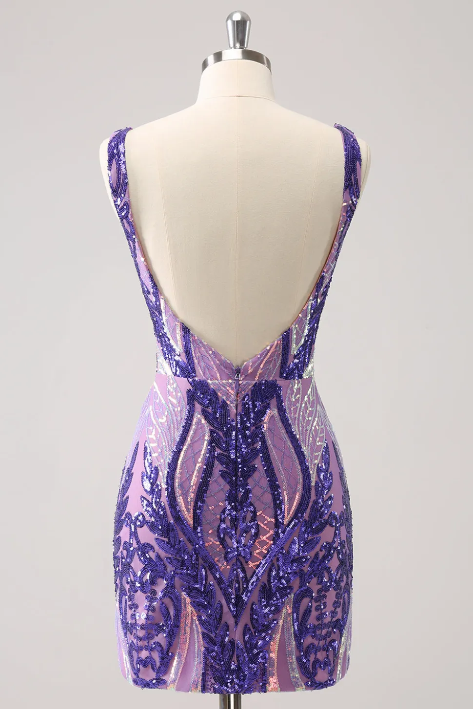 Sparkly Blue Tight V Neck Vestido Curto Homecoming com Sequins