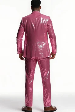 Sparkly Blush Pico Lapela 2 Peças Fatos de Baile de Formatura Masculino