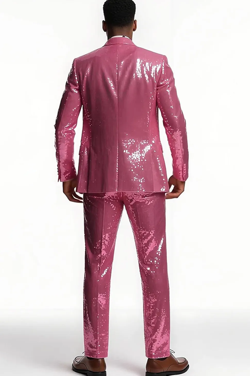 Sparkly Blush Pico Lapela 2 Peças Fatos de Baile de Formatura Masculino
