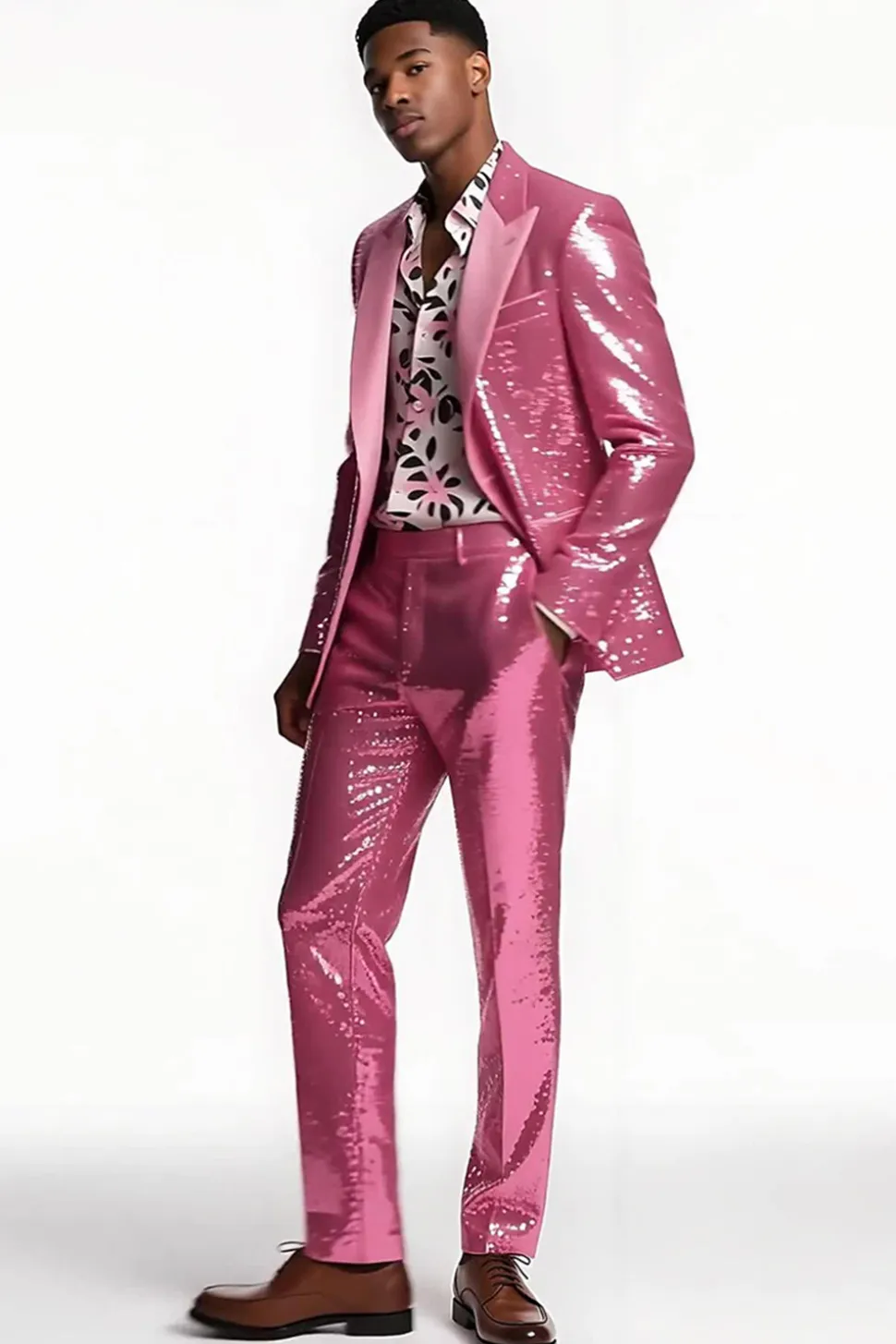 Sparkly Blush Pico Lapela 2 Peças Fatos de Baile de Formatura Masculino