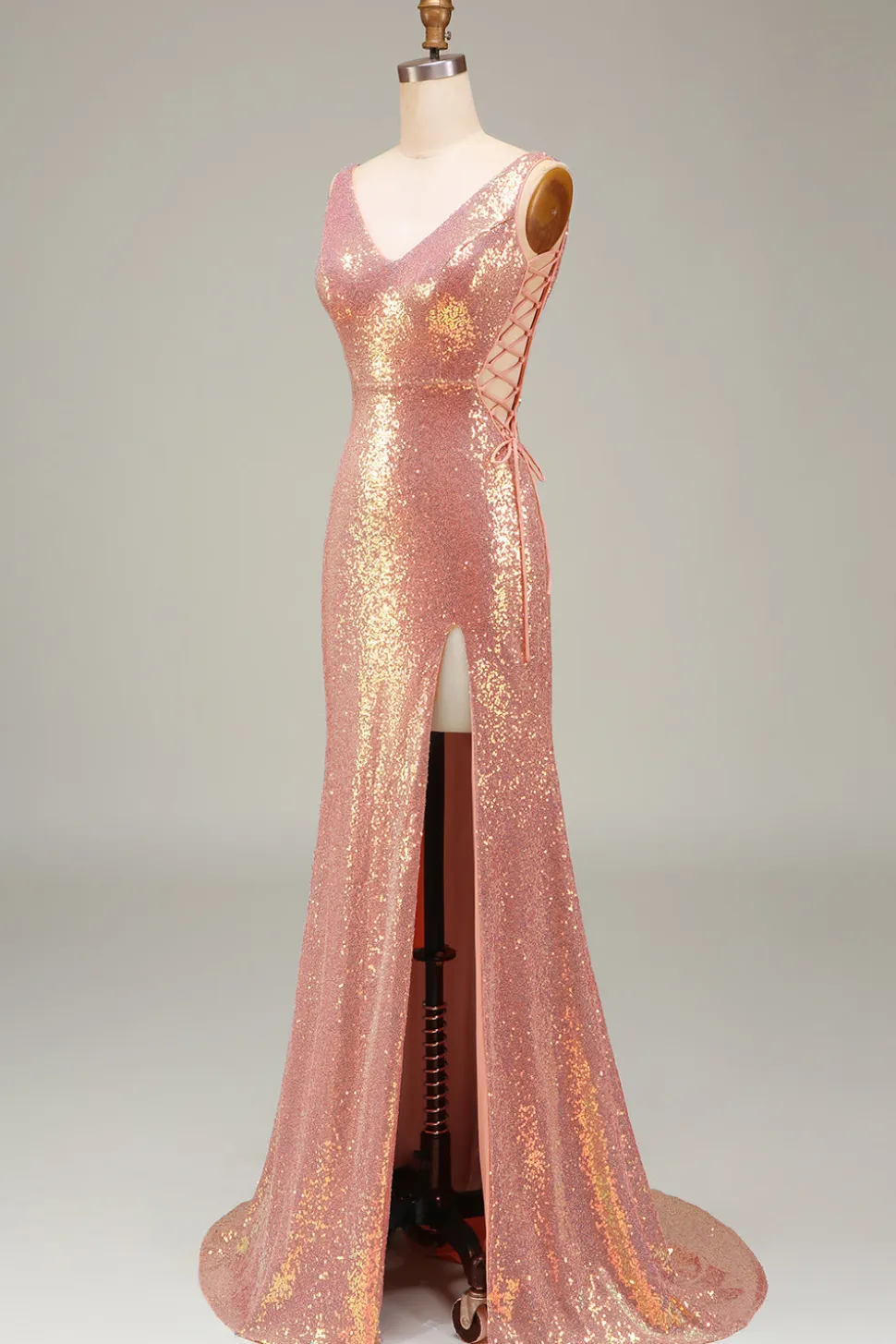 Sparkly Blush Sereia Prom Dress com Fenda