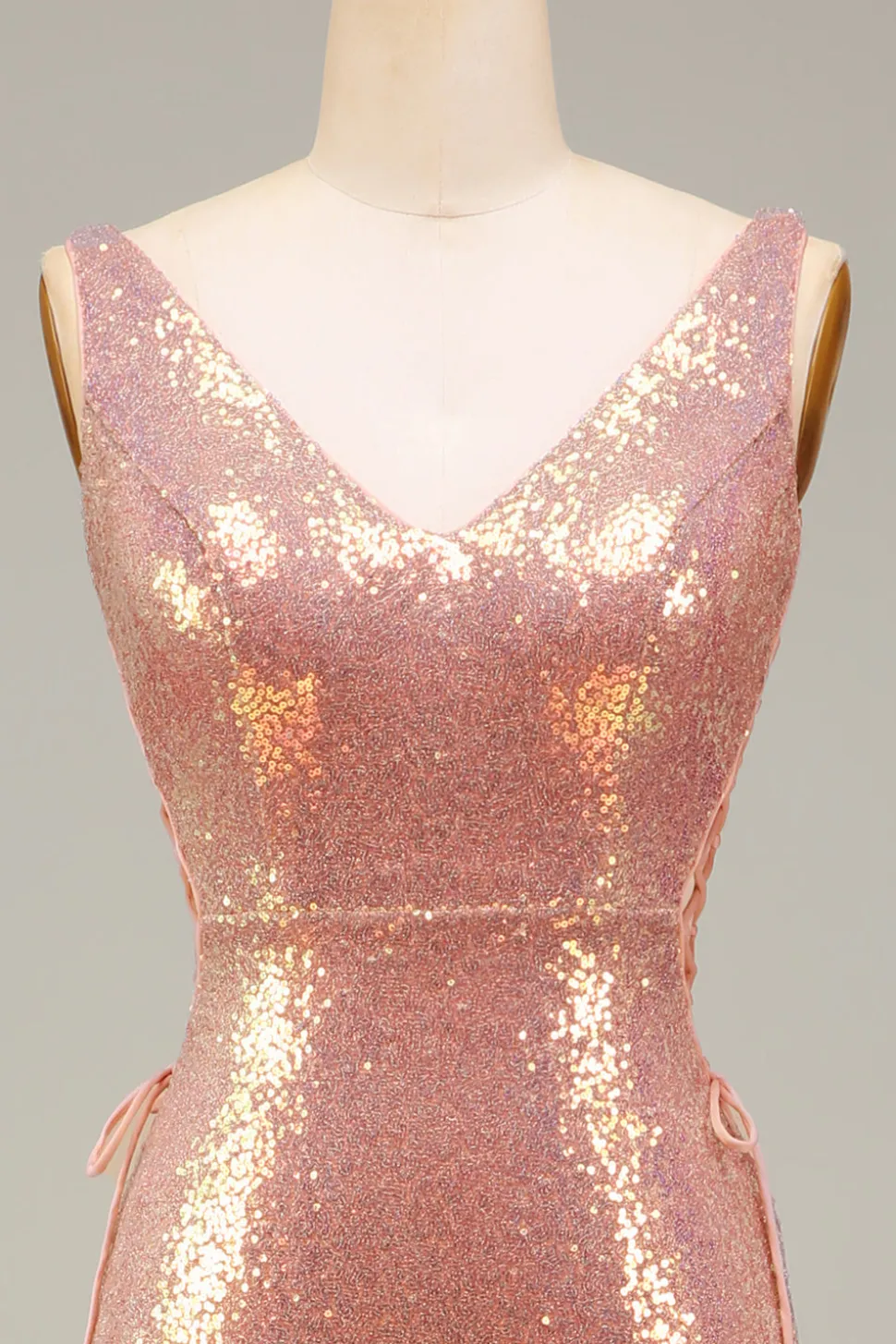 Sparkly Blush Sereia Prom Dress com Fenda
