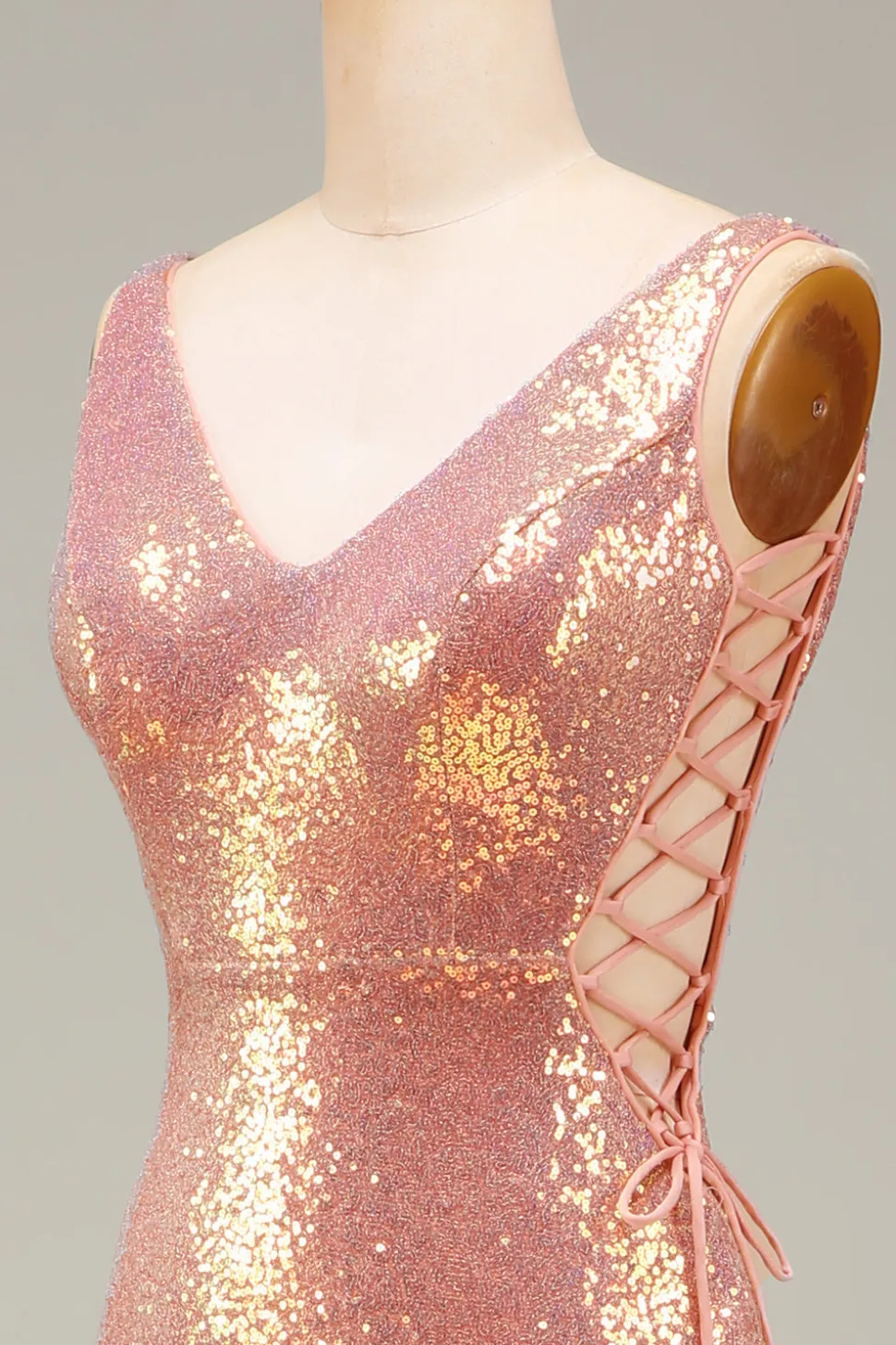Sparkly Blush Sereia Prom Dress com Fenda