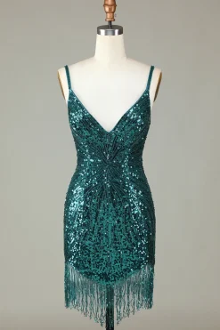 Sparkly Bodycon Esparguete Correias Azul Lace-Up Back Short Homecoming Dress com Missangas
