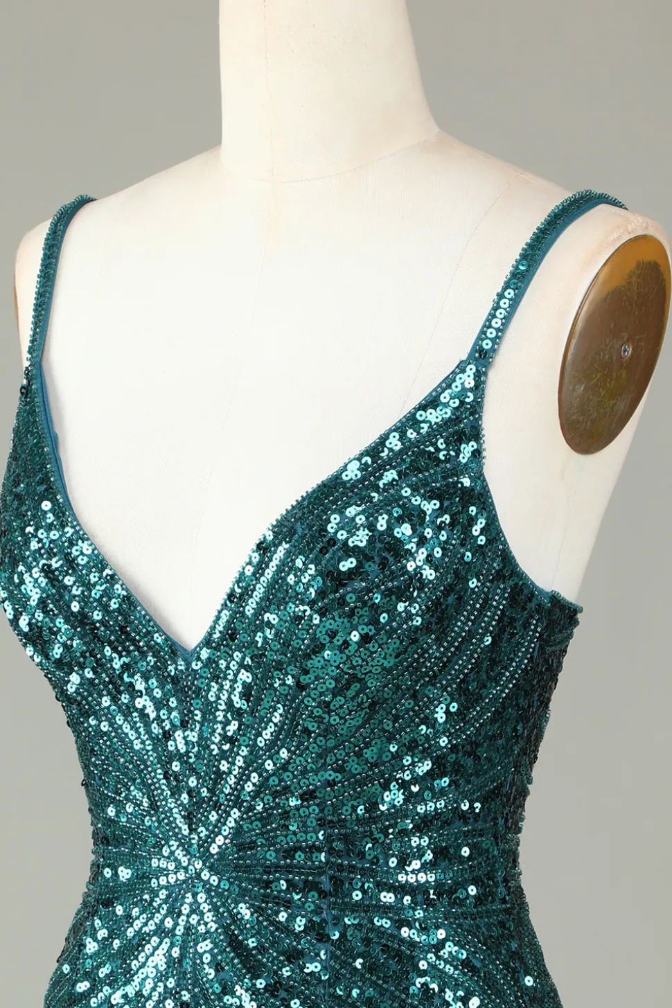 Sparkly Bodycon Esparguete Correias Azul Lace-Up Back Short Homecoming Dress com Missangas