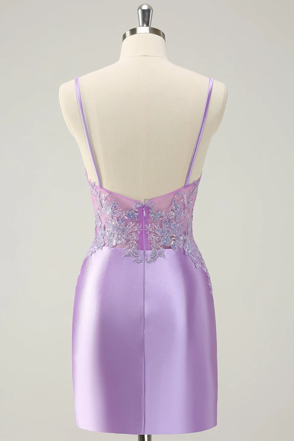 Sparkly Bodycon Lilac Esparguete Correias Homecoming Dress com Sequins
