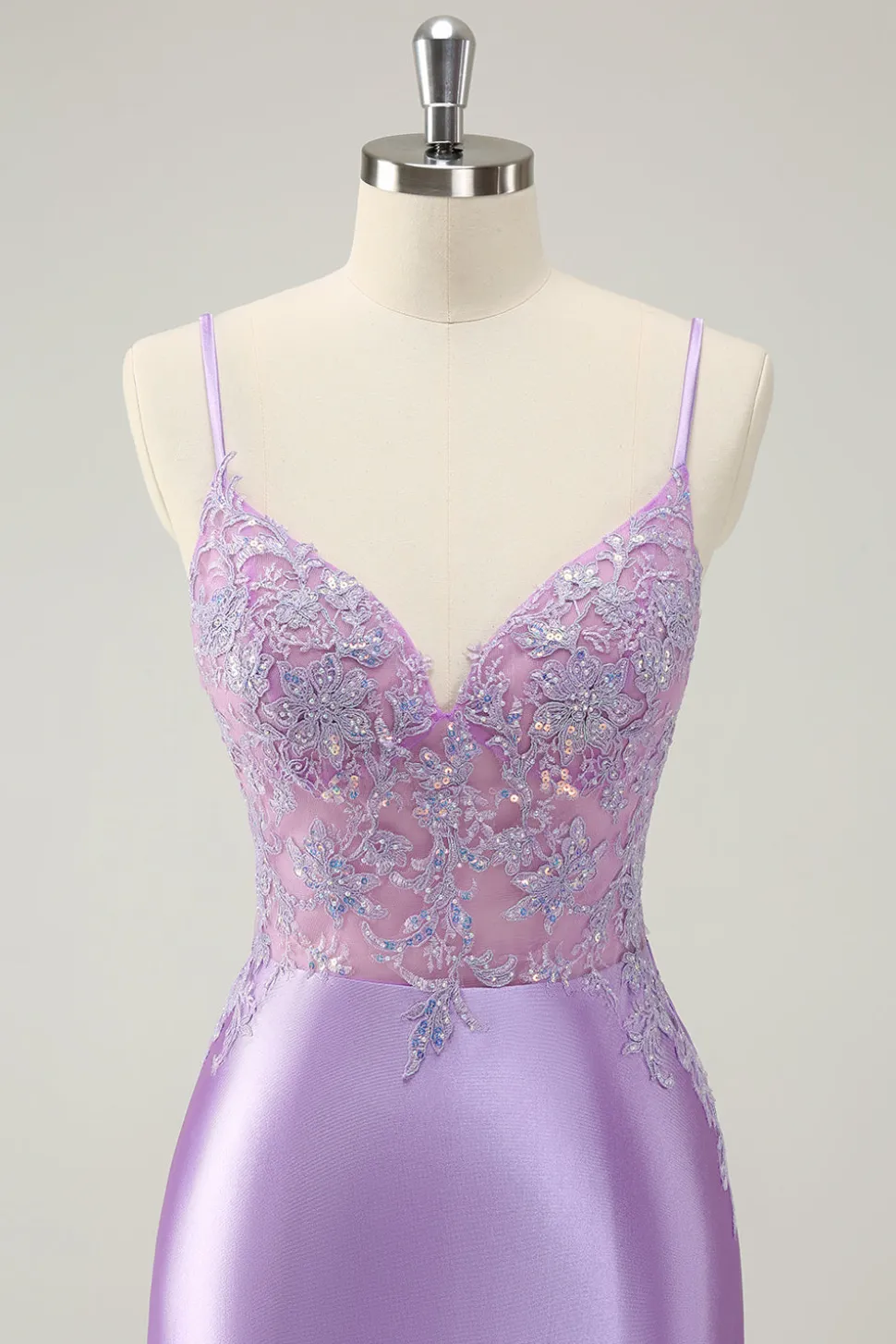 Sparkly Bodycon Lilac Esparguete Correias Homecoming Dress com Sequins