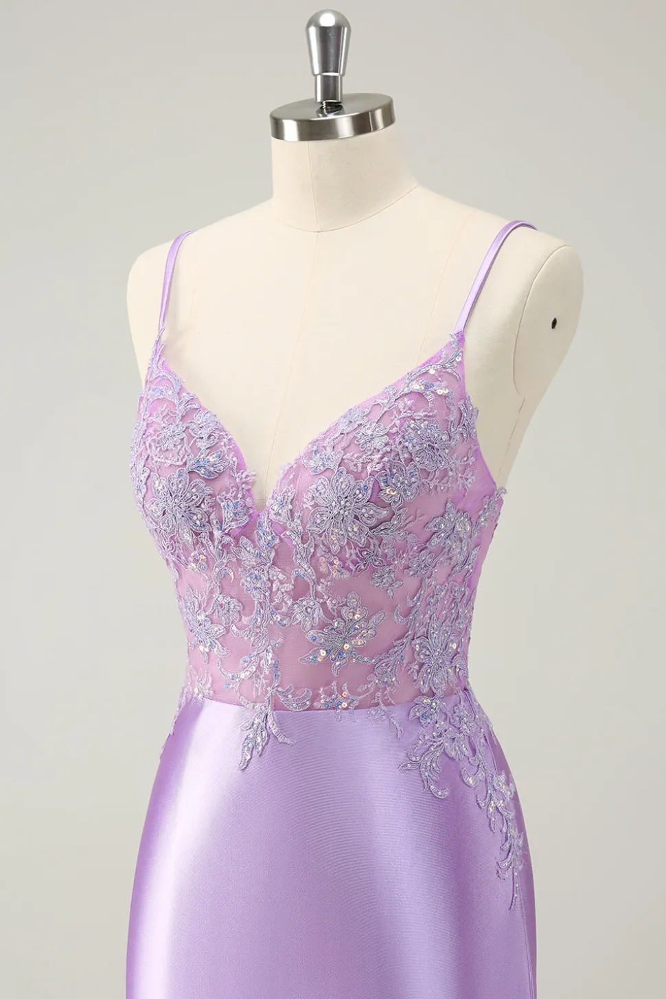 Sparkly Bodycon Lilac Esparguete Correias Homecoming Dress com Sequins