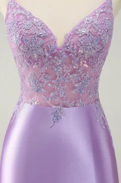 Sparkly Bodycon Lilac Esparguete Correias Homecoming Dress com Sequins