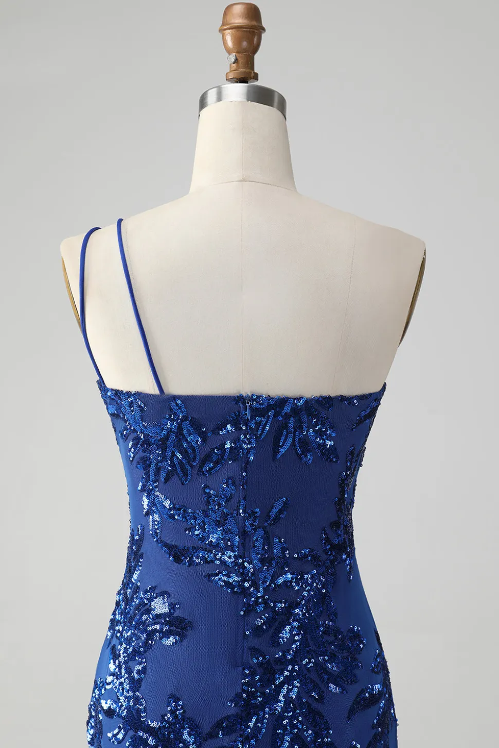 Sparkly Bodycon Royal Blue One Shoulder Sequins Homecoming Vestido com Bordado