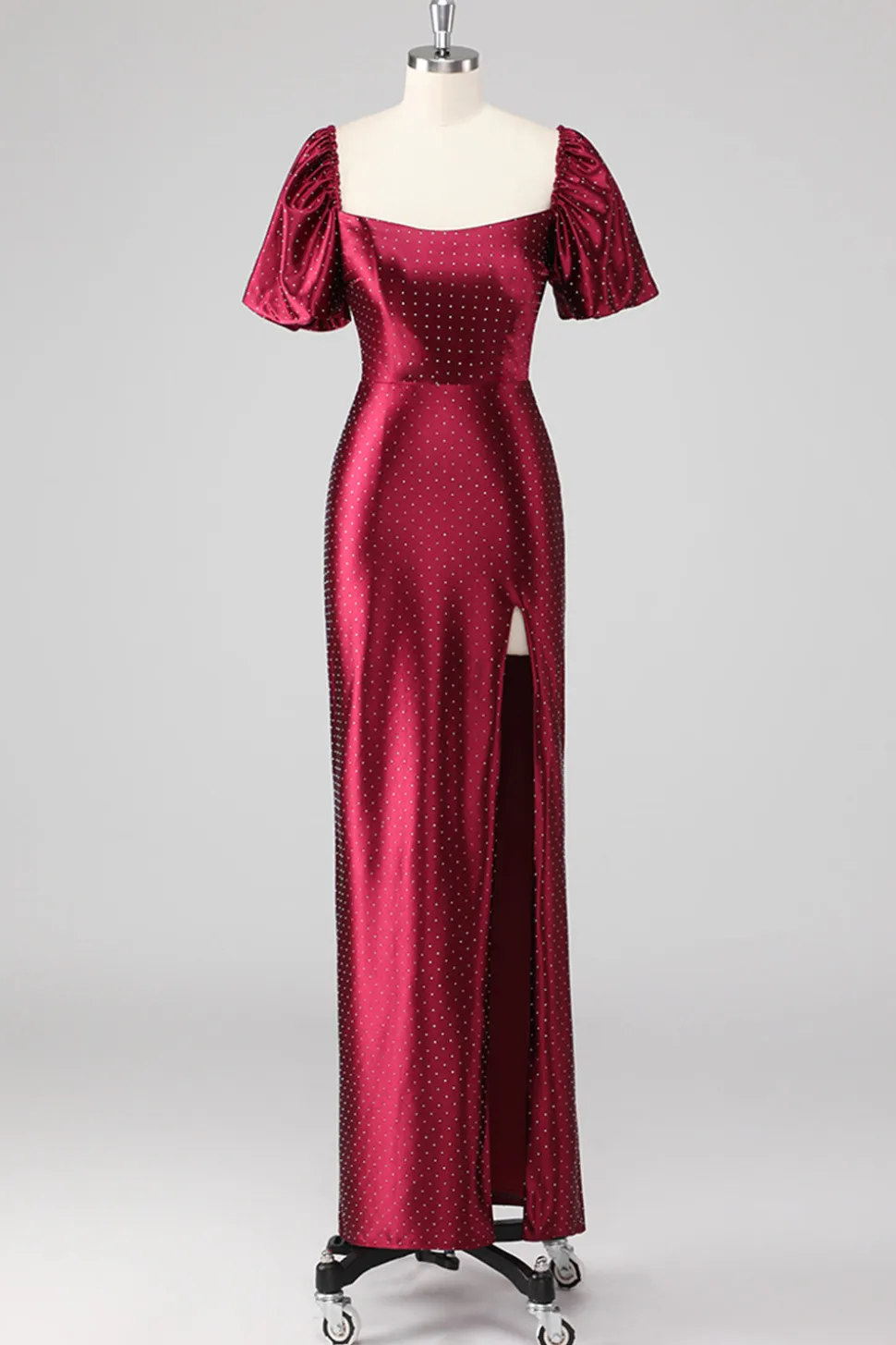 Sparkly Borgonha fora do ombro vestido formal com fenda