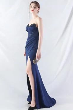 Sparkly Borgonha frisado Corset Long Prom Dress com fenda