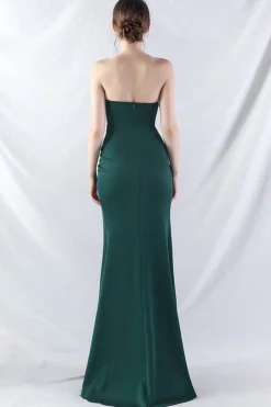 Sparkly Borgonha frisado Corset Long Prom Dress com fenda