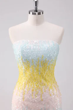 Sparkly branco sem alças apertado vestido curto Homecoming