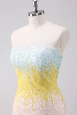 Sparkly branco sem alças apertado vestido curto Homecoming