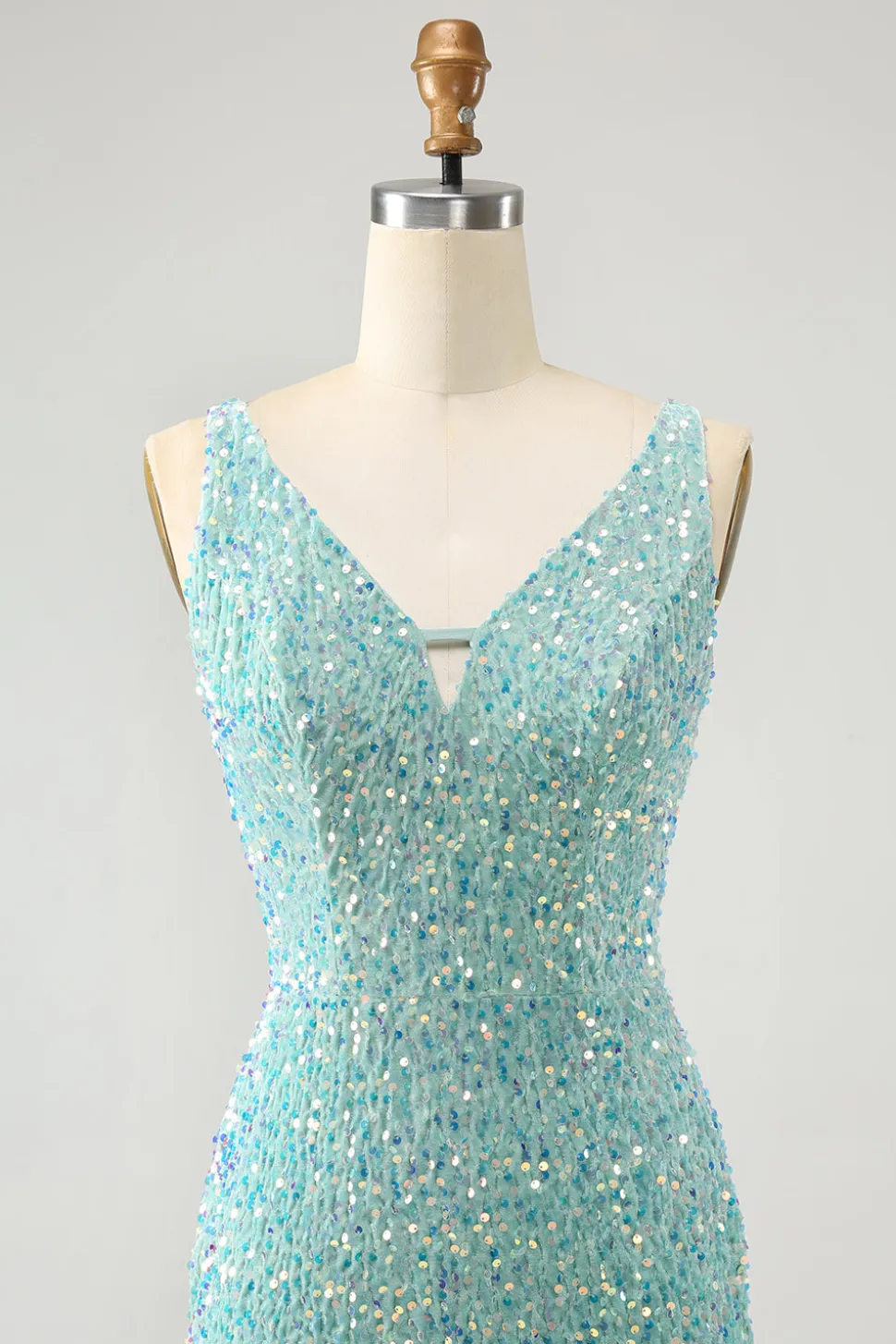Sparkly Dark Blue Bodycon V Neck Sequin Vestido Curto Homecoming com Tassel