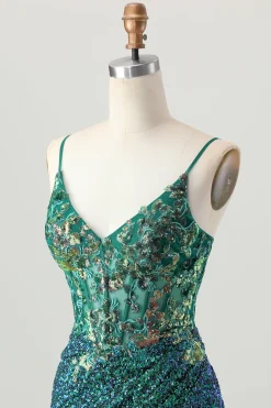 Sparkly Dark Purple Corset Homecoming Vestido com Sequins