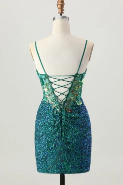 Sparkly Dark Purple Corset Homecoming Vestido com Sequins