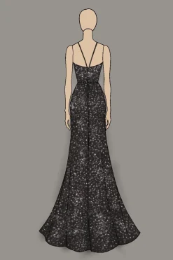 Sparkly Deep V-Neck vestido de baile de baile de bainha preta