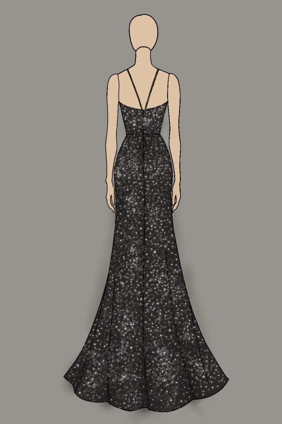Sparkly Deep V-Neck vestido de baile de baile de bainha preta