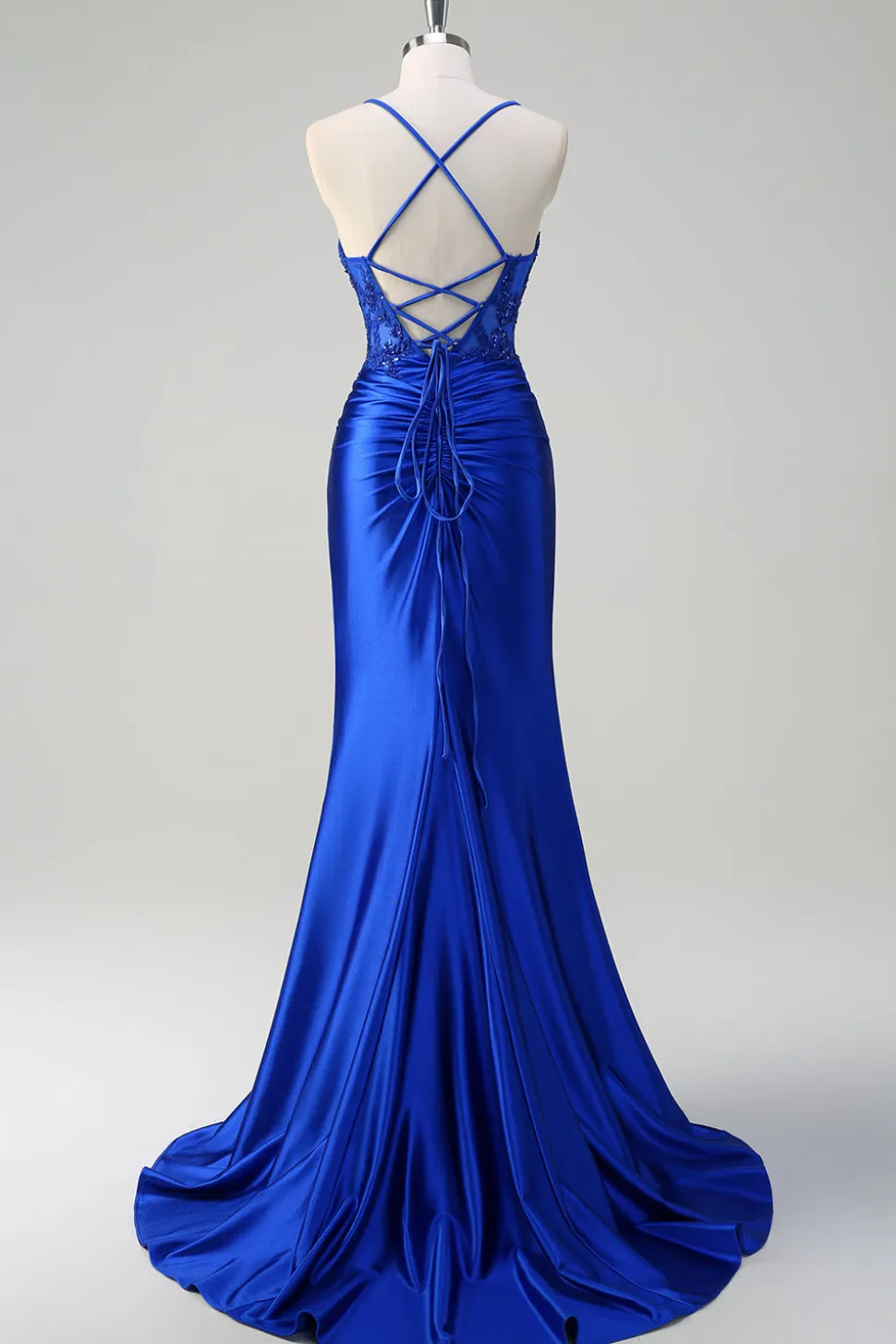 Sparkly Exército Verde Sereia Corset Long Prom Dress com Fenda
