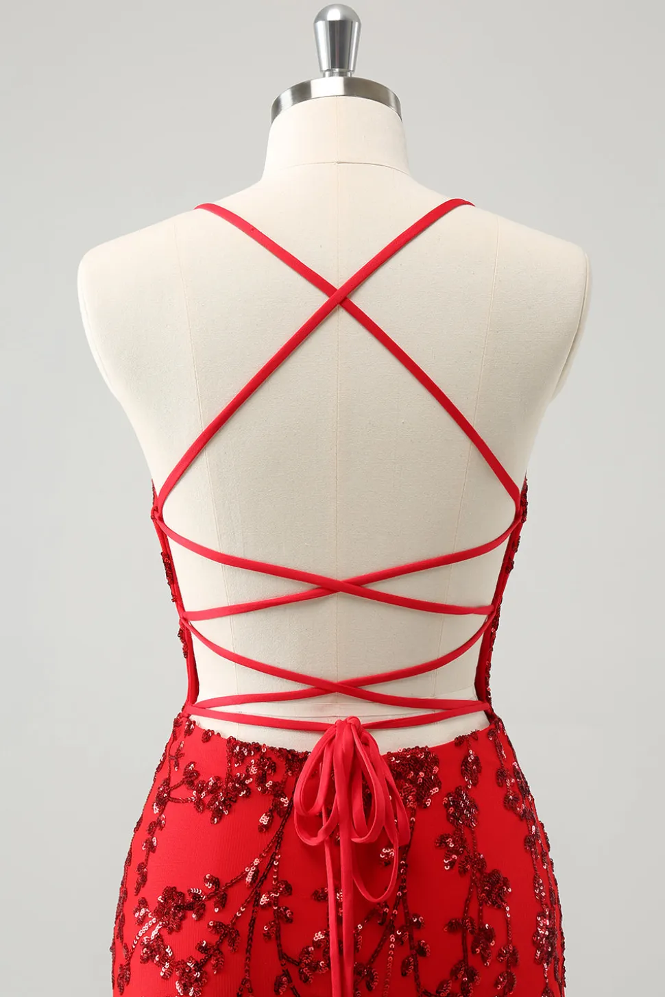 Sparkly Floral Red Tight Short Homecoming Dress com lantejoulas