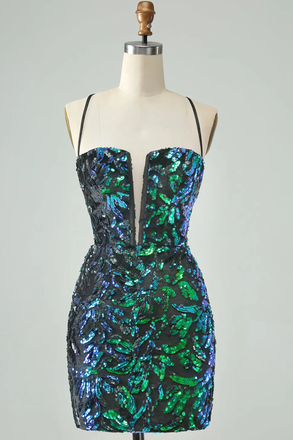 Sparkly Fuchsia Bodycon Esparguete Correias Sequins Vestido Curto Homecoming