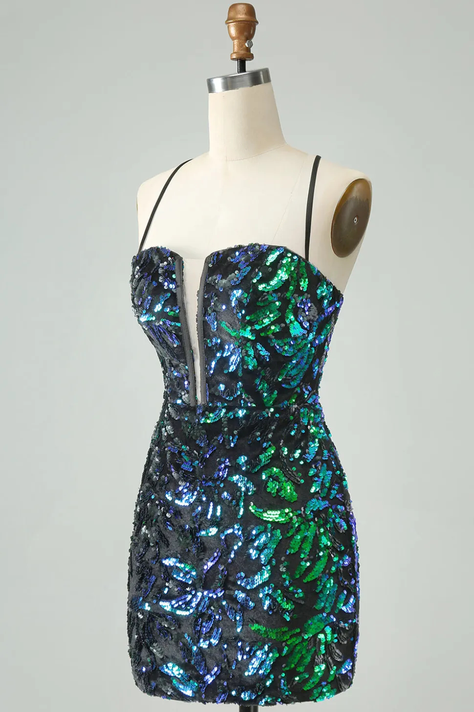 Sparkly Fuchsia Bodycon Esparguete Correias Sequins Vestido Curto Homecoming