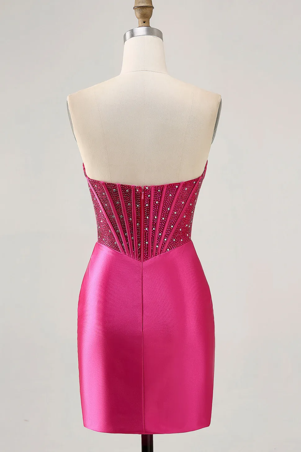 Sparkly Fuchsia Corset Tight Satin Short Homecoming Vestido