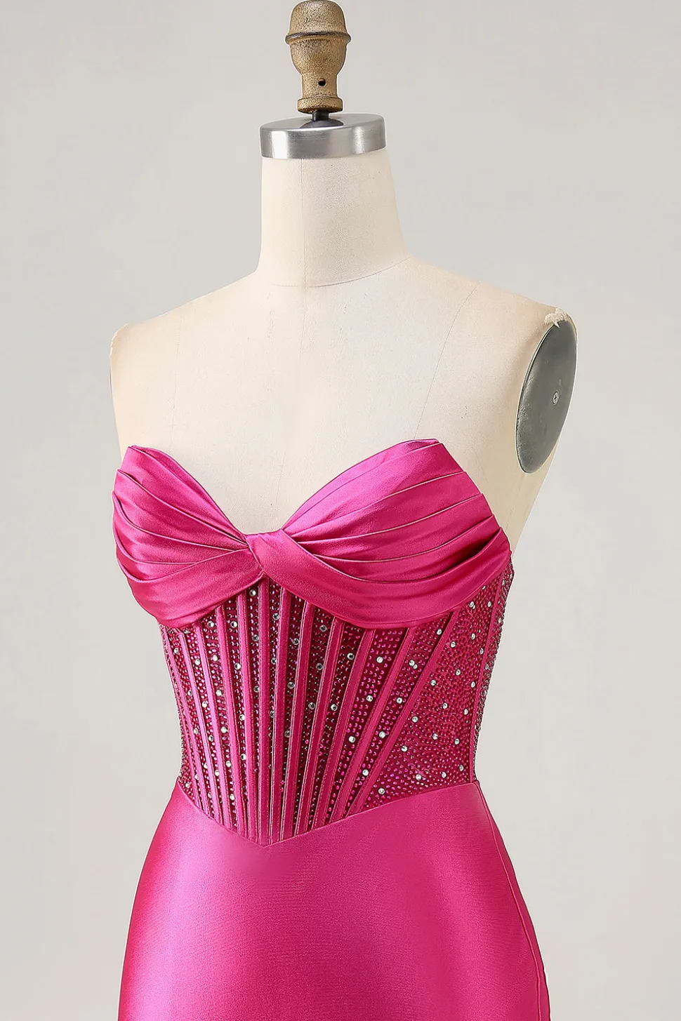 Sparkly Fuchsia Corset Tight Satin Short Homecoming Vestido