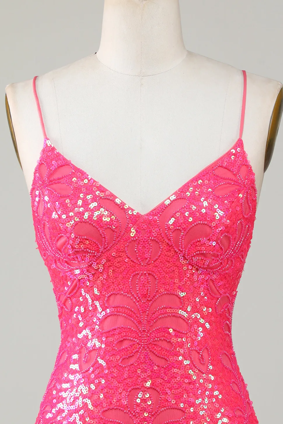 Sparkly Fuchsia frisado apertado vestido curto Homecoming