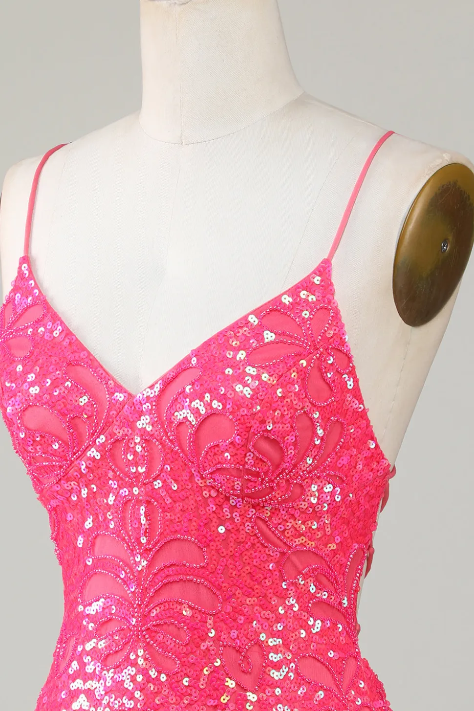 Sparkly Fuchsia frisado apertado vestido curto Homecoming