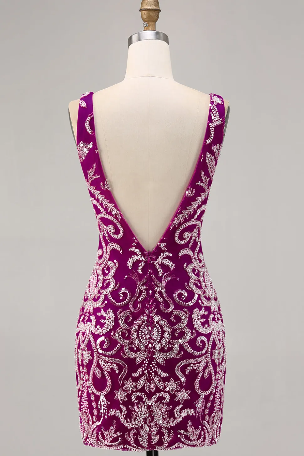Sparkly Fuchsia frisado bodycon Homecoming vestido