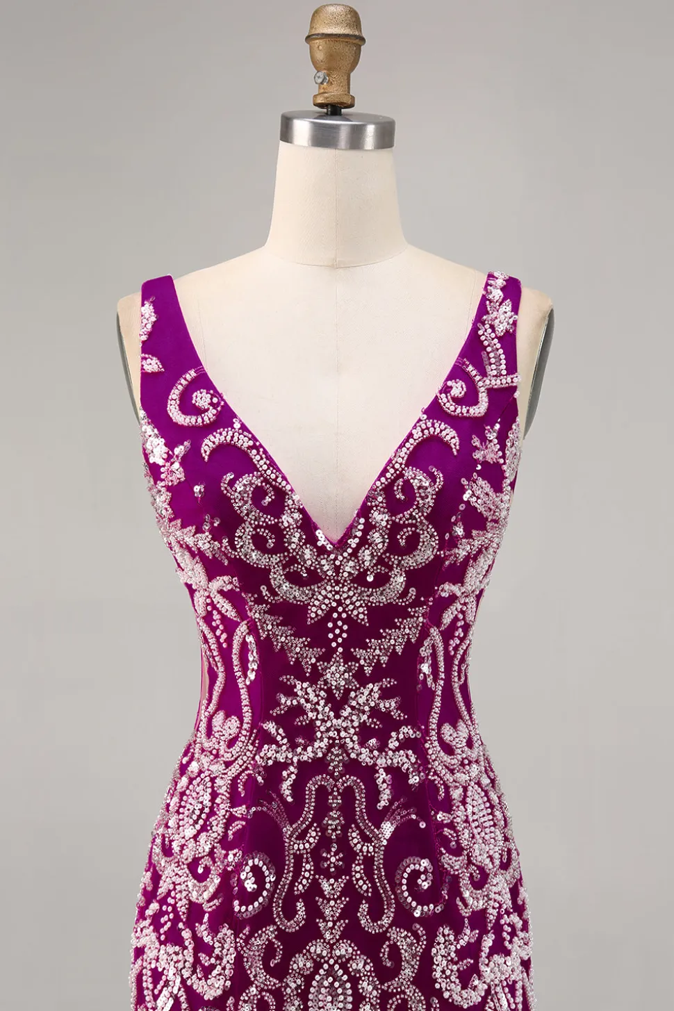 Sparkly Fuchsia frisado bodycon Homecoming vestido