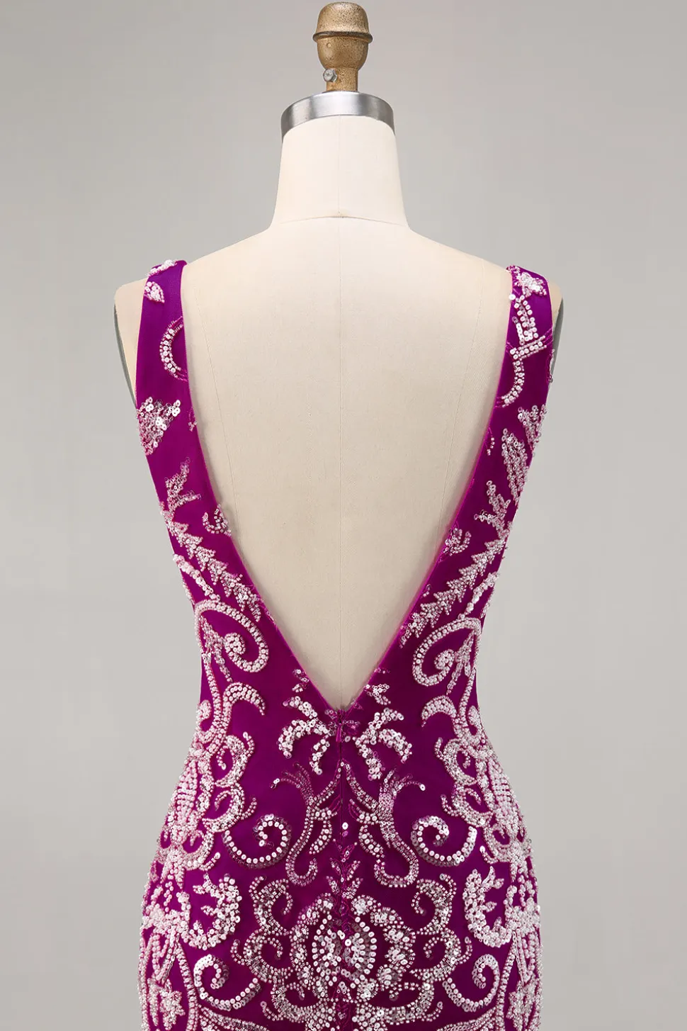 Sparkly Fuchsia frisado bodycon Homecoming vestido
