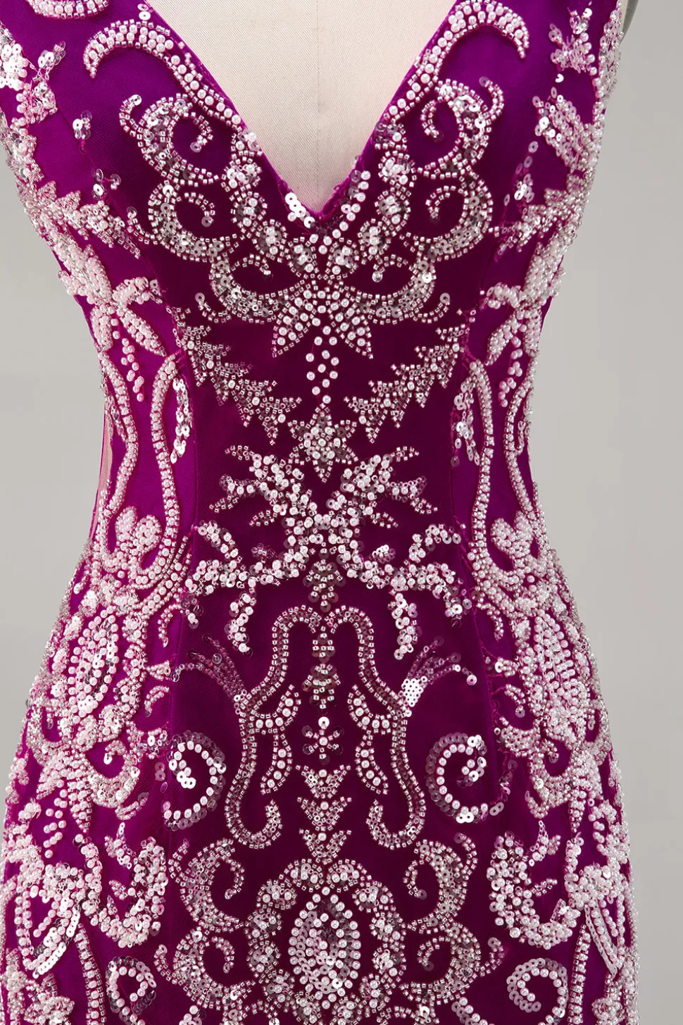 Sparkly Fuchsia frisado bodycon Homecoming vestido