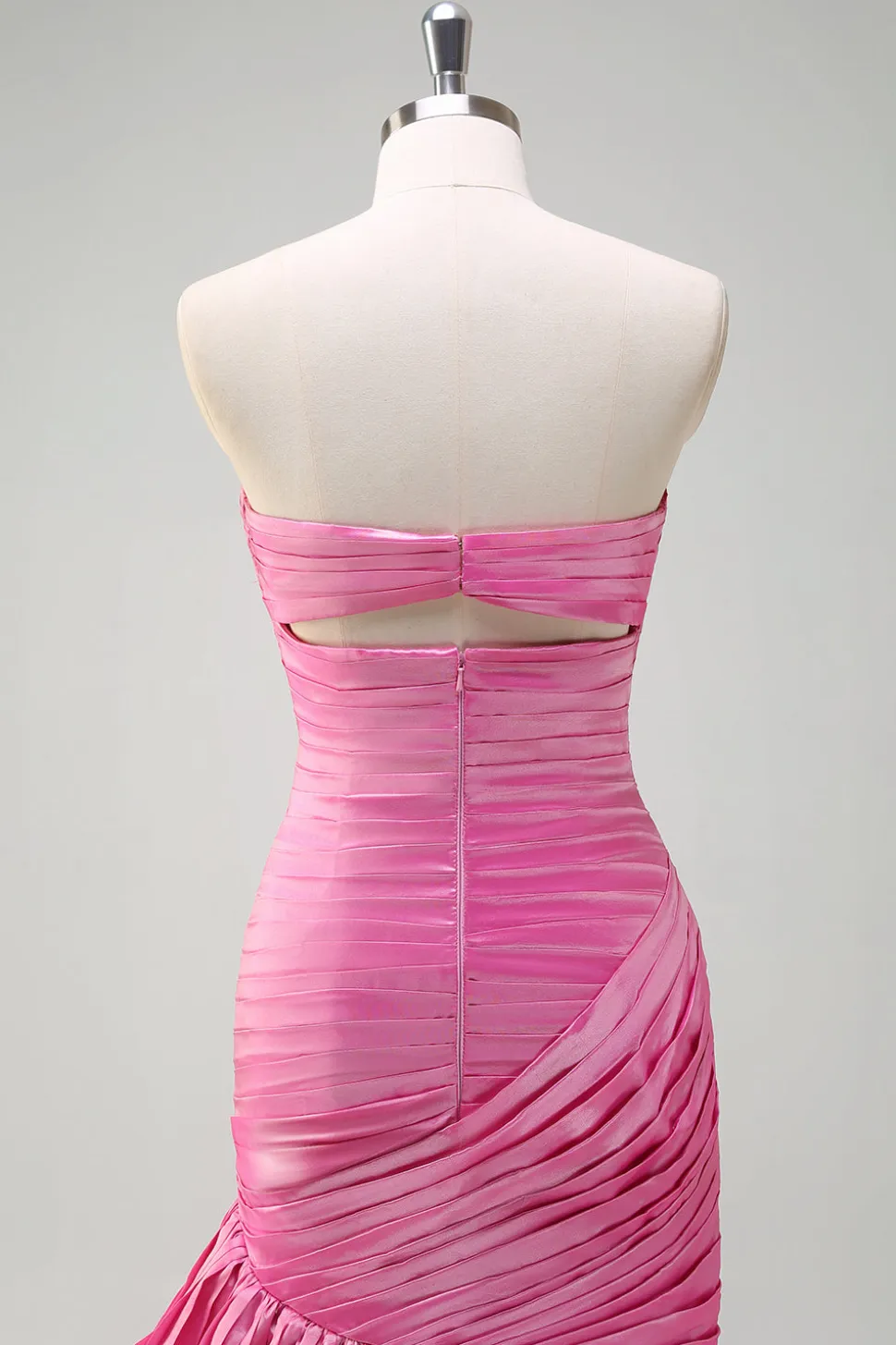 Sparkly Fuchsia Sereia Strapless Beaded Ruched Ruffles Long Prom Dress com Fenda